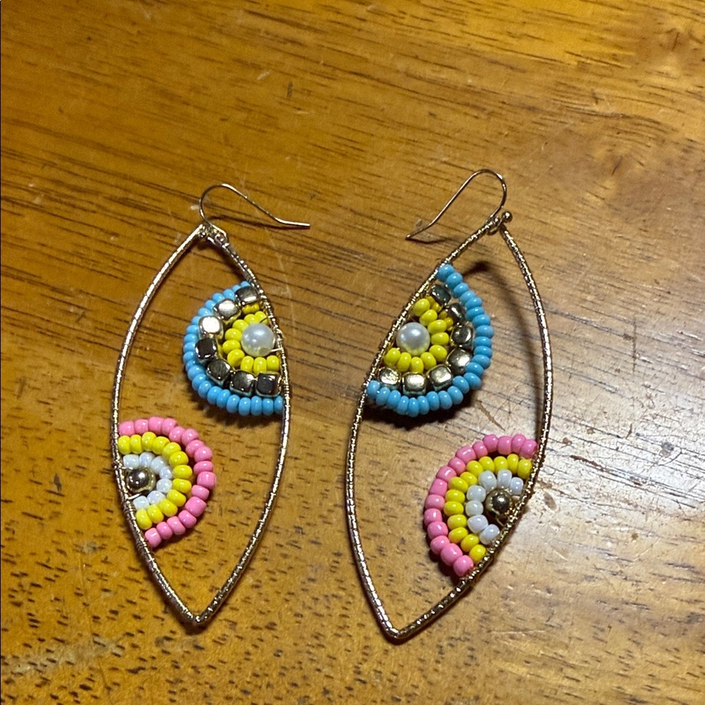 Colorful Beaded Hoop Earrings